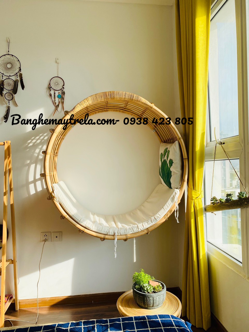 Ghế xích đu tròn mây treo trần